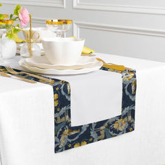 Cotton With Printed Border Reversable Table Runner -