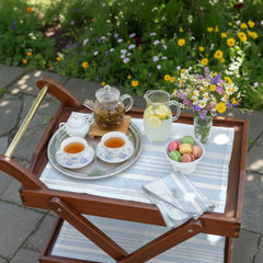 Waterproof Tea Trolley 9 Pcs Set - Blue Strip