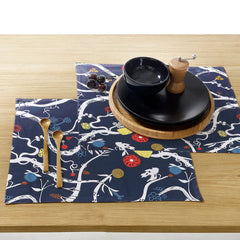 Printed CottonRe Revrsable Dinning Set - Blue Bells
