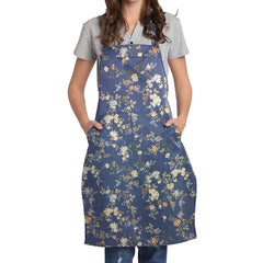 Printed Cotton Apron -Night Garden Blue