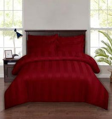 Luxury Satin Stripe Duvet Cover Set Red 02