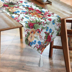 Durable Cotton Duck Printed Table Runner With Tesals -Jasmin
