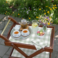 Waterproof Tea Trolley 9 Pcs Set - Green Check