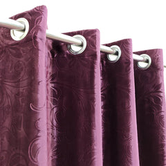 Branched Leaves Embossed Velvet Curtains Pair