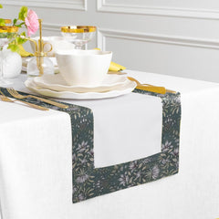 Cotton With Printed Border Reversable Table Runner -