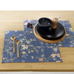 Printed CottonRe Revrsable Dinning Set -Night Garden Blue