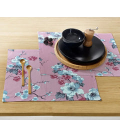 Printed CottonRe Revrsable Dinning Set - New Rose Garden Pink