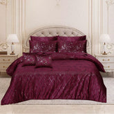 8 Pcs Greek Border Velvet Duvet Cover Set - Mahroon