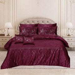 8 Pcs Greek Border Velvet Duvet Cover Set - Mahroon
