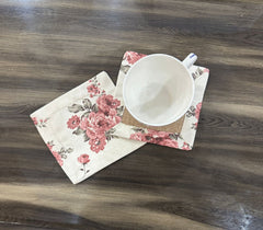 Jute Coasters Set With Rose Garden Border And Back