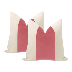 Packof 2 Classic Espresso Velvet Panel With Oatmeal Cotton Cushions - 99 Bedding Store