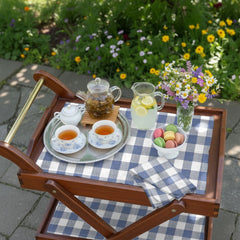 Waterproof Tea Trolley 9 Pcs Set - Blue Check