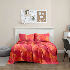 Cotton Printed Double Bed sheet Abis red
