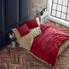 Plain Dyed Reversible Cotton Duvet Cover 3 pcs Set - 004