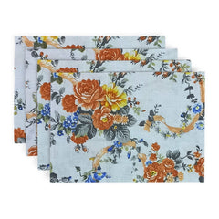 Printed Cotton Revrsable Dinning Set - Rose Garden Beige