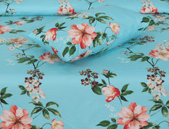 Printed Double Bed sheet Set Rose Garden Blue