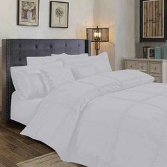 Square Pleated Cotton Quilt Cover Set - White