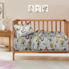 3 Pcs Printed Baby cot set -Safari Park