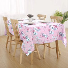 Decorative Printed Cotton Table cover - New Rose Garden Pink