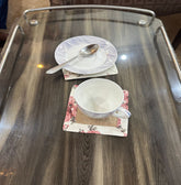 Jute Coasters Set With Rose Garden Border And Back