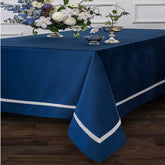 Decorative Cotton Tablecloth - Navy With White Ribon Work