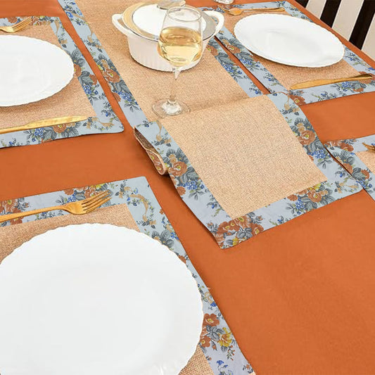 Jute Dinning Set With Border- Rose Garden Beige