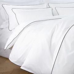Luxury Satin 400 TC Duvet Cover Set Beige with Piping