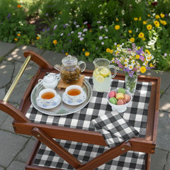 Waterproof Tea Trolley 9 Pcs Set - Black Check