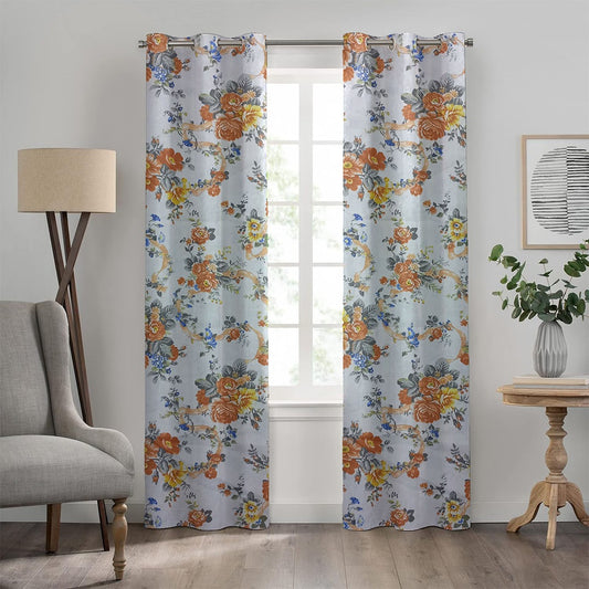 2 PCS PRINTED BLACKOUT CURTAIN ROSE GARDEN BEIGE