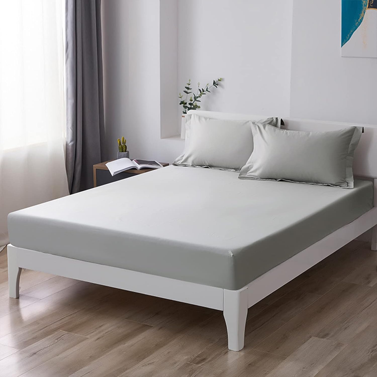 Silver Egyptian Cotton Fitted Sheet Set - 99 Bedding Store