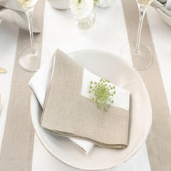 Cotton Luxury Dining Set Mited Corner Bordered - Dark Beige and White - 99 Bedding Store