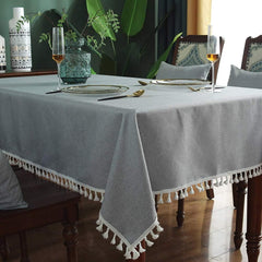 Decorative Tablecloth With Tassel - Grey - 99 Bedding Store