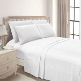300 TC Luxury Hotel Style Strip Satin Bed sheet Set - 99 Bedding Store