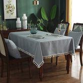 Decorative Tablecloth With Tassel - Grey - 99 Bedding Store