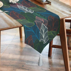 Durable Cotton Printed Table Runner With Tesal - Abis Green