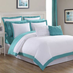 Luxury Plain Dyed Cotton Duvet Cover Set with border