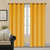 2 PC Plain Dyed Eyelet Curtains with lining-Yellow
