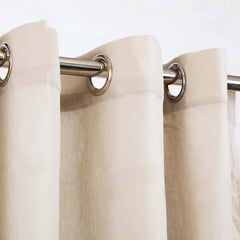 2 PC Plain Dyed Eyelet Curtains with lining-Light Beige
