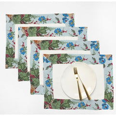 Cotton Table Mat Set With Printed border- Brockedblad