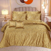 8 Pcs Greek Border Velvet Duvet Cover Set - Golden Beige