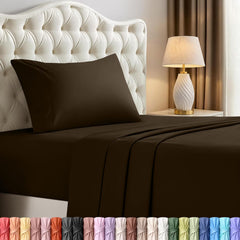 Plain Cotton Single Bed Sheet Set Brown