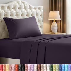 Plain Cotton Single Bed Sheet Set Plum