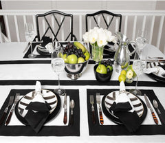 Cotton Luxury Dining Set Mited Corner Bordered - White and Black - 99 Bedding Store