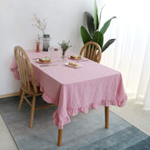 Decorative Tablecloth - Pink With Frilled Bordered