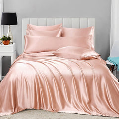 Luxury Cotton Satin 6 Pcs Flat Fitted sheet and Duvet Cover Set -