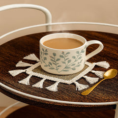 Jute Coasters Set Brown With Tasels