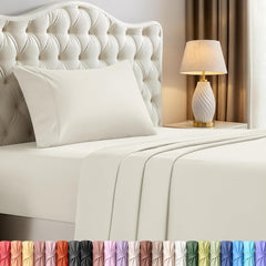 Plain Cotton Single Bed Sheet Set Ivory