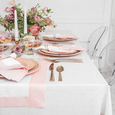 Cotton Luxury Dining Set Mited Corner Bordered - Pink and White - 99 Bedding Store