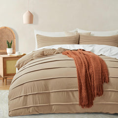 Luxury Coton Pleats Duvet Cover Set - Dark Beige