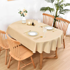 Decorative Cotton Oval Shaped Tablecloth Light beige